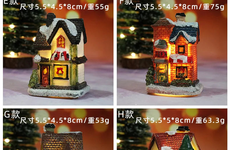 2022 LED Christmas Decorations Resin Small House Micro Landscape XMS Ornament Christmas Gift Decorative Figurines  Home Decor