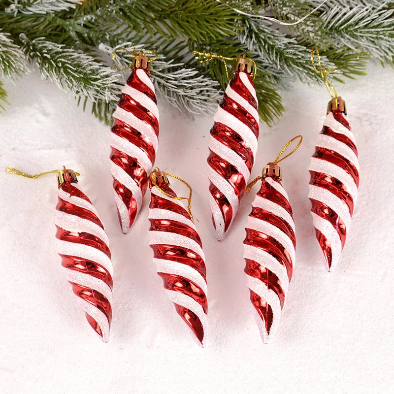 6Pcs Christmas Red Candy Crutch Lollipop Xmas Tree Hanging Pendant Ornaments 2024 New Year Gift Christmas Home Decoration 2023