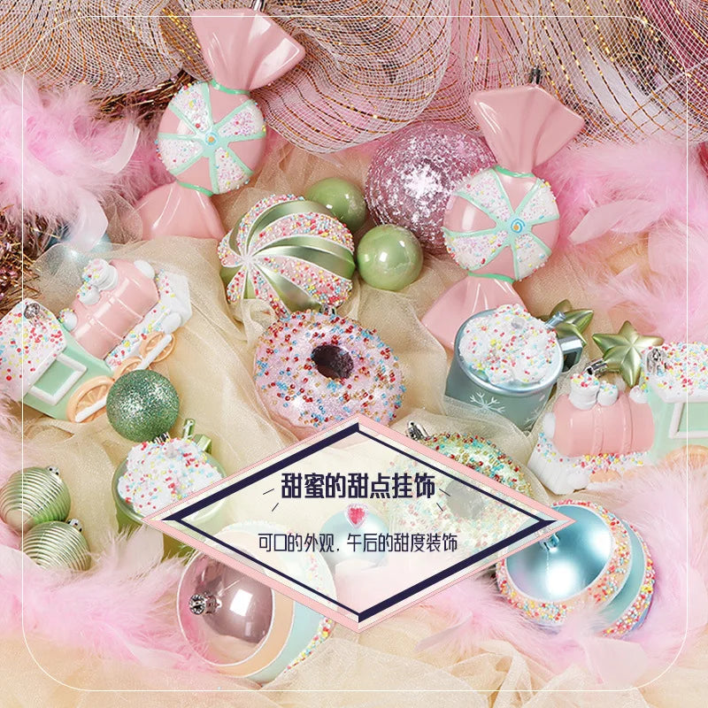 New Christmas Ball Decoration Kraft Paper Set Box Karon Donuts Pink Candy Unicorn Ice CreamWedding Props Party Scene Layout