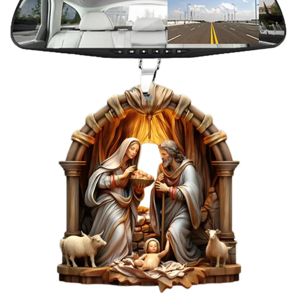 Christmas Nativity Scene Ornaments The Birth Of Jesus Decor Nativity Scene Acrylic 3D Decoration For Christmas Tree car Decor