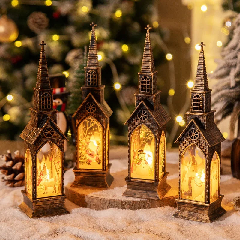 Christmas Light Up Church Decorative Battery Operated Lantern Ornament Light Up Holiday Ornaments Christmas Decorations for Kids