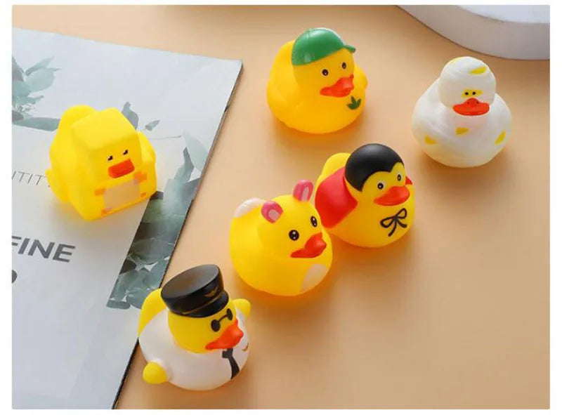 1pcs Baby Cute Duck Bath Toys Rubber Yellow Ducks Washing Swimming Toddler Toys Squeeze Sound Kids Wash Play Funny Gift