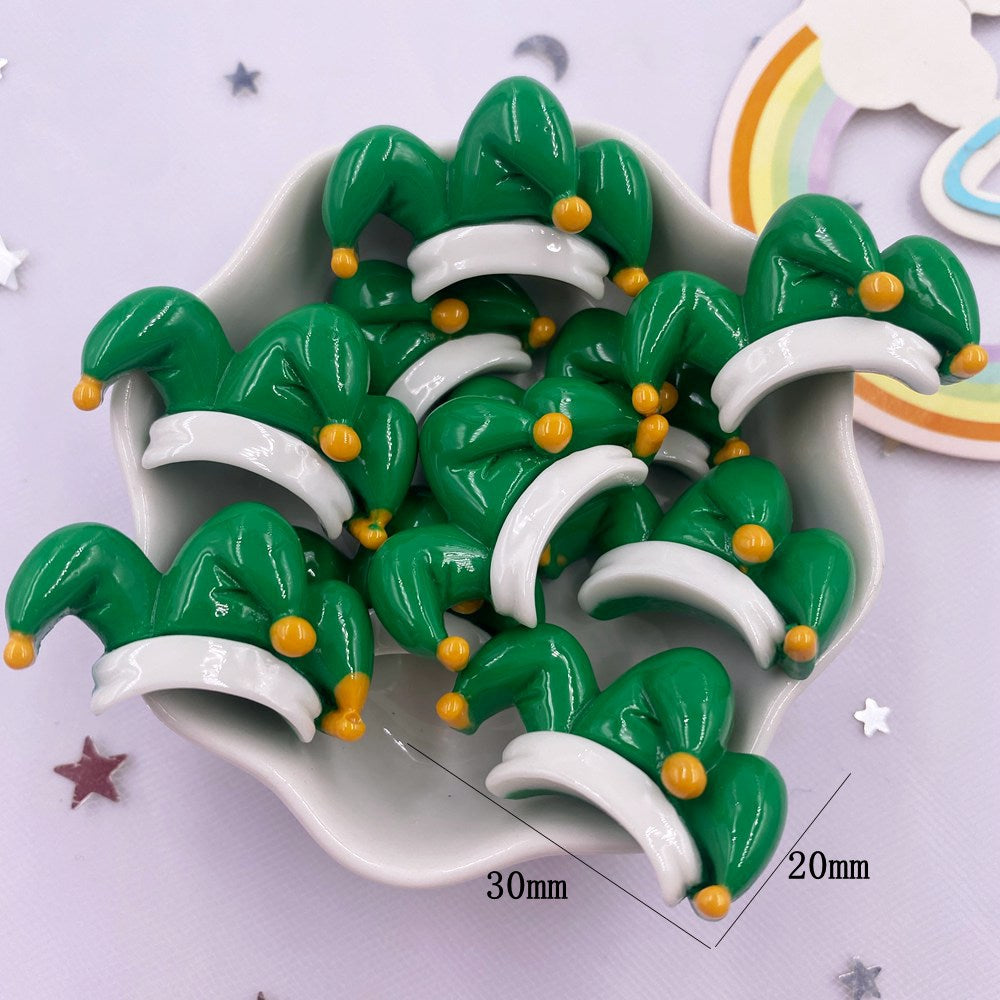 Resin Kawaii Colorful Santa Trees Elk Snowman Bells Flatback Stone Cartoon Christmas Figurine 10PCS Scrapbook DIY Decor Crafts