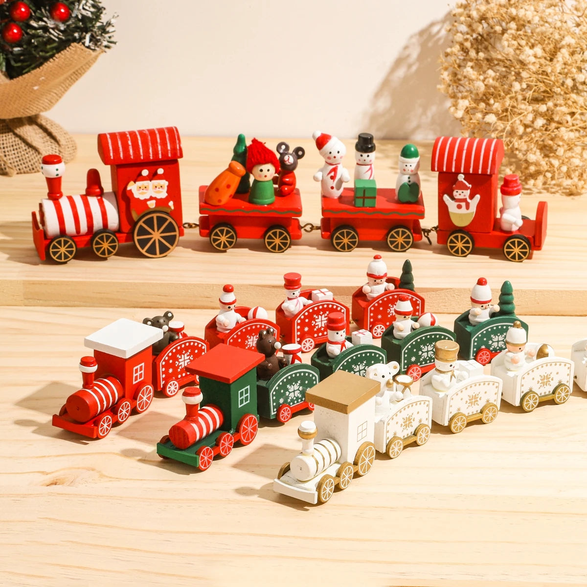 Wooden/Plastic Train Christmas Ornament Merry Christmas Decoration For Home 2024 Xmas Gifts Noel Natal Navidad New Year 2025