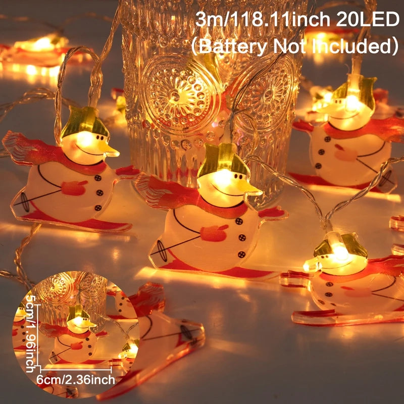 Christmas Santa Claus String Light Garland Xmas Tree Pendant Merry Christmas Decor for Home Noel Navidad Gift 2024 New Year 2025