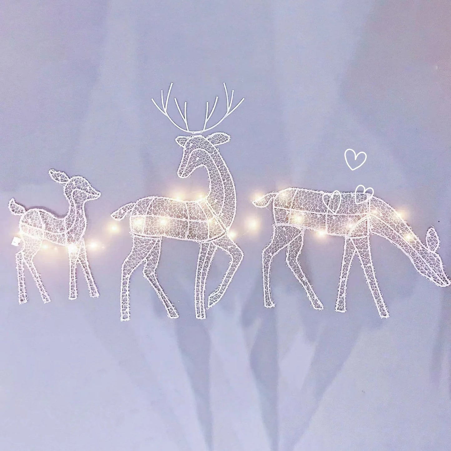 Metal Frame Reindeer Decor Glowing Christmas Deer Ornament Set with Led Lights for Outdoor Xmas Decorations Metal Frame for Home