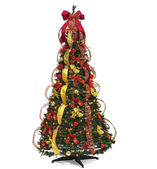 1.8m collapsible folding Christmas Tree Easy installation Pull Up pop-up with 350 Warm Light deci de noel arbil armed fast