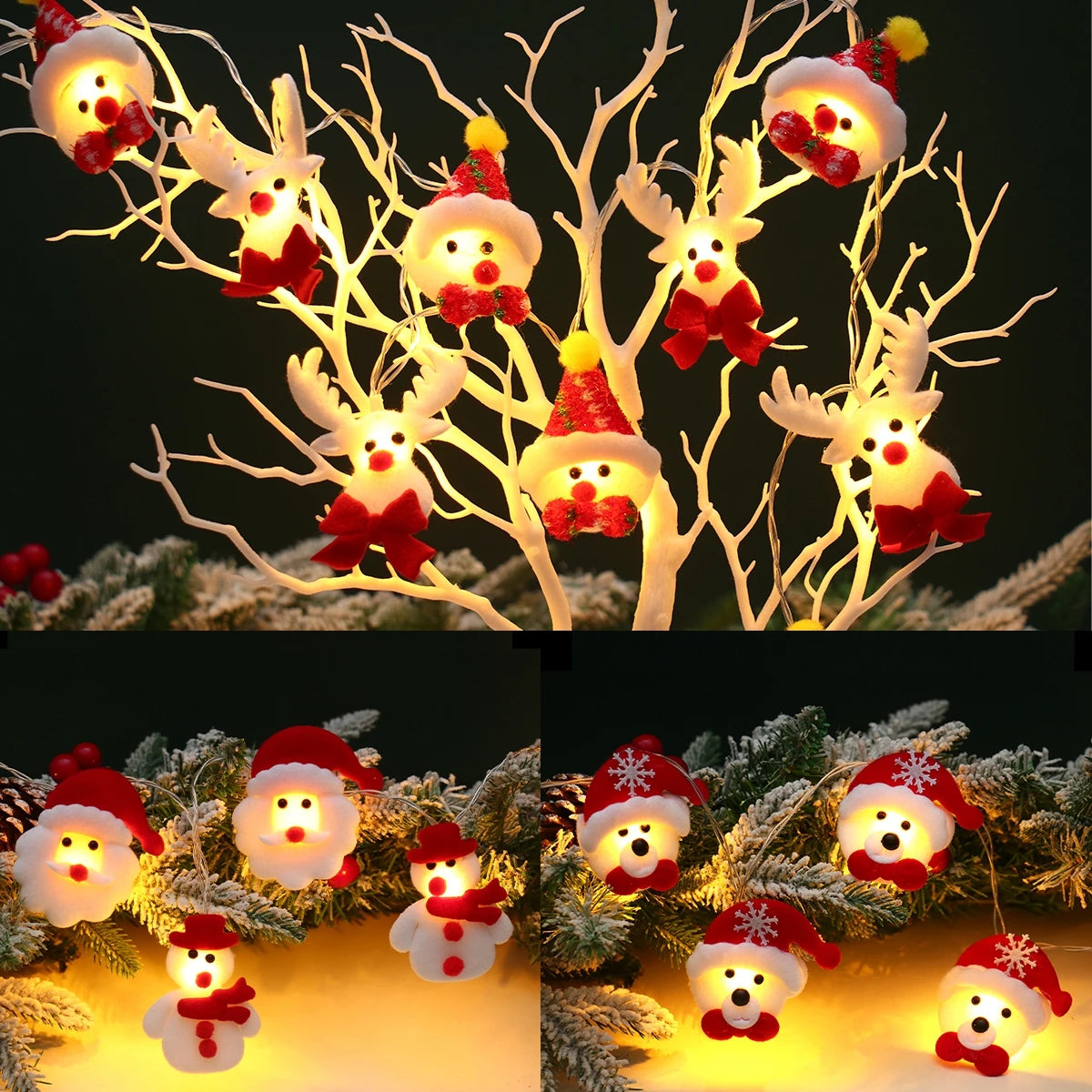 Christmas Santa Claus String Light Garland Xmas Tree Pendant Merry Christmas Decor for Home Noel Navidad Gift 2024 New Year 2025