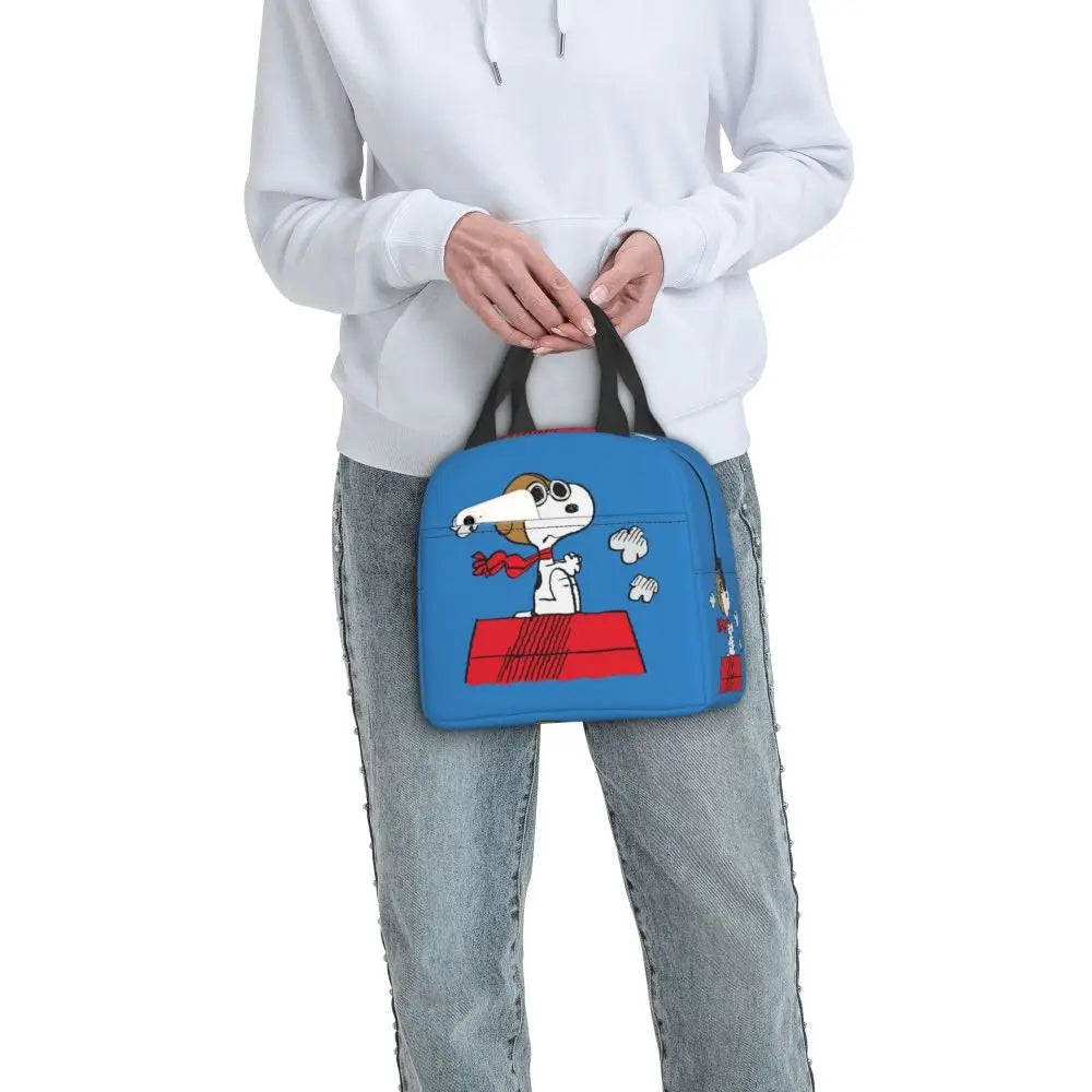 Custom Funny Cartoon Snoopy Lunch Box Waterproof Thermal Cooler Food Insulated Lunch Bag Kids For Kids Portable Picnic Tote Bags