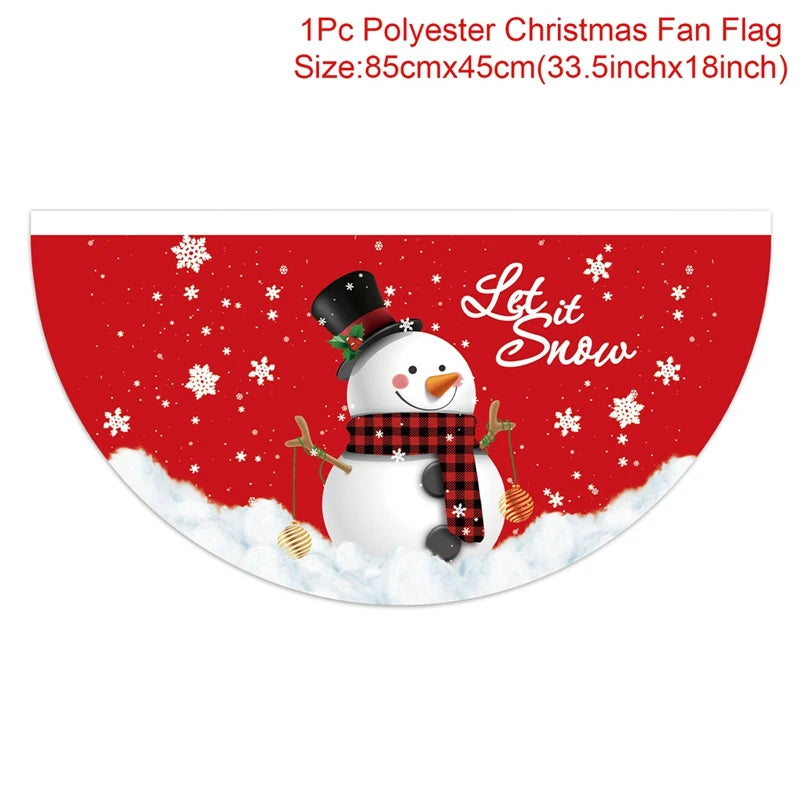 Christmas Fan-shaped Flag Banner Christmas Decorations for Home 2024 Christmas Ornament Xmas Navidad Noel Gift New Year 2025