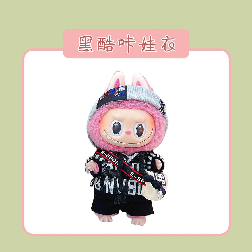 Hot Labubu Doll Clothes Fashion Clothes Hoodies For 17cm Doll Clothes Color Match Hoodies Dolls Accessories Cute Little Cloths