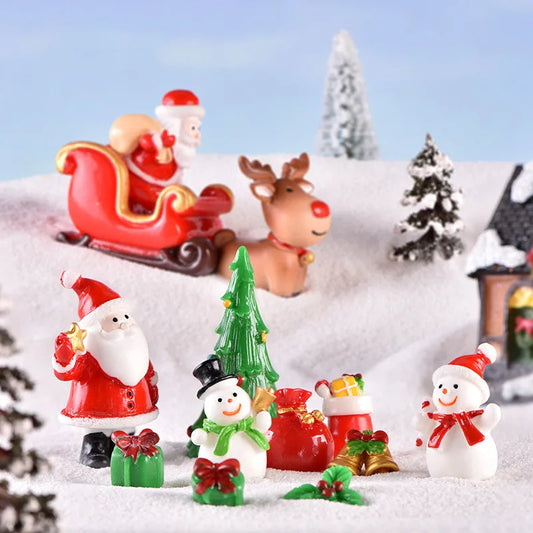 New Christmas Gift Figurines Miniature Santa Claus Snowman Micro Landscape Ornaments For Home Decorations Kawaii Desk Decor Room