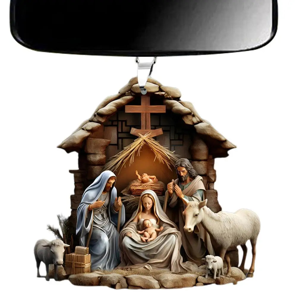 Christmas Nativity Scene Ornaments The Birth Of Jesus Decor Nativity Scene Acrylic 3D Decoration For Christmas Tree car Decor