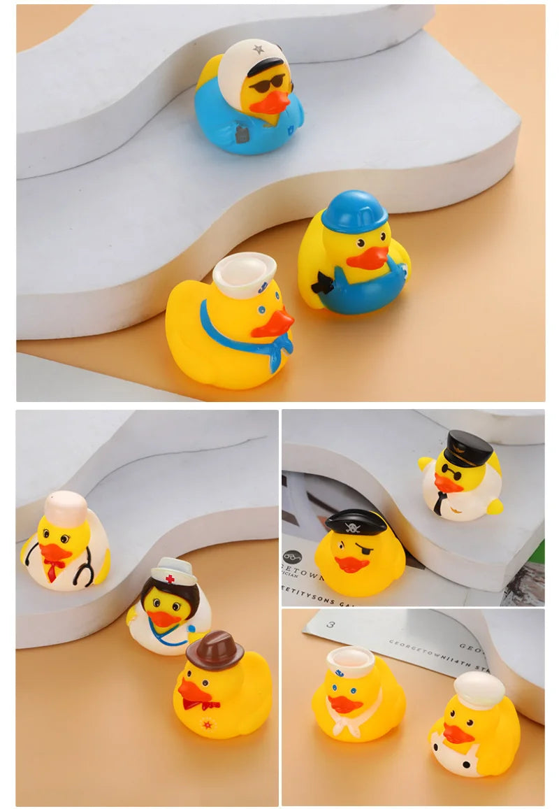 Baby Bath Toys Cute Little Yellow Duck with Squeeze Sound Floating Duck Bath Toys Soft Rubber Float Duck Water Toy Gift for Kids