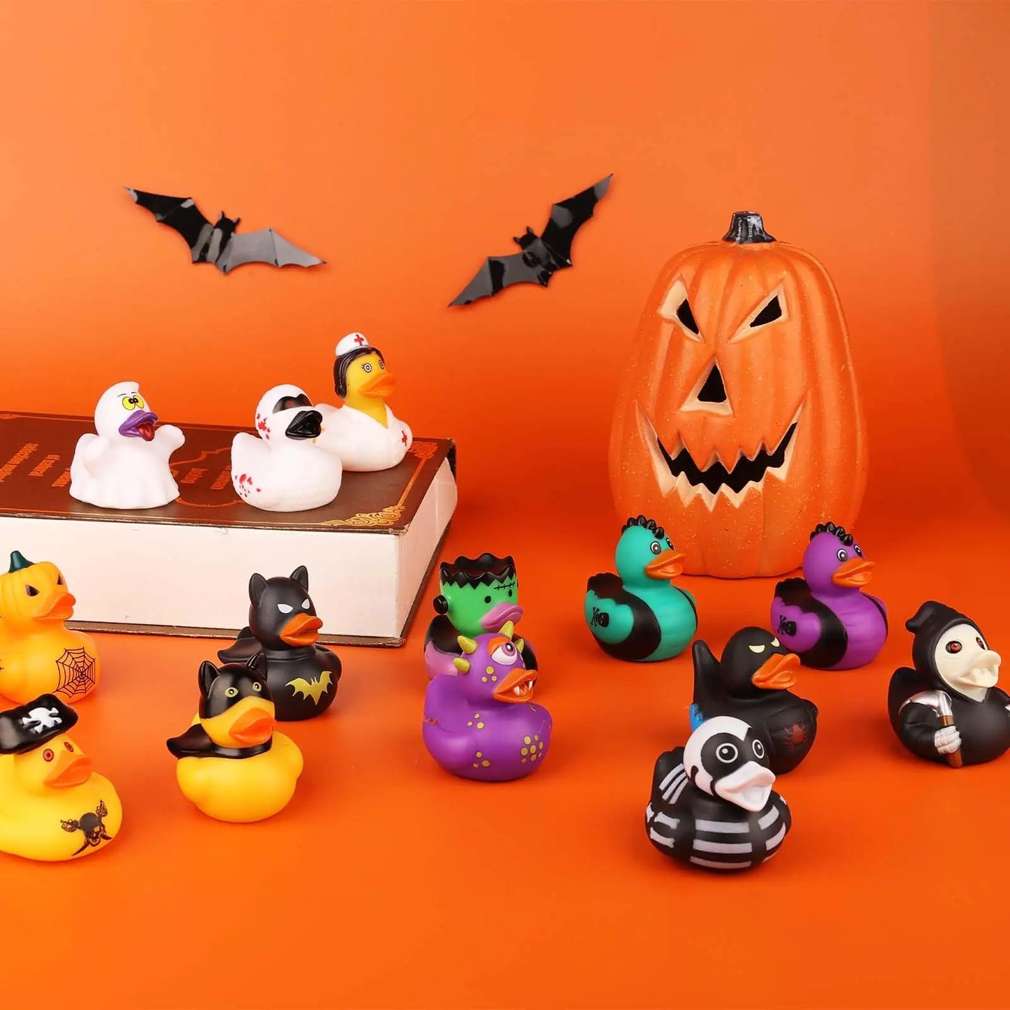 12/24/36PC Halloween Rubber Ducks, 2.5 Inch Halloween Ducks for Jeeps with Various Halloween Characters Novelty Rubber Duck Toys