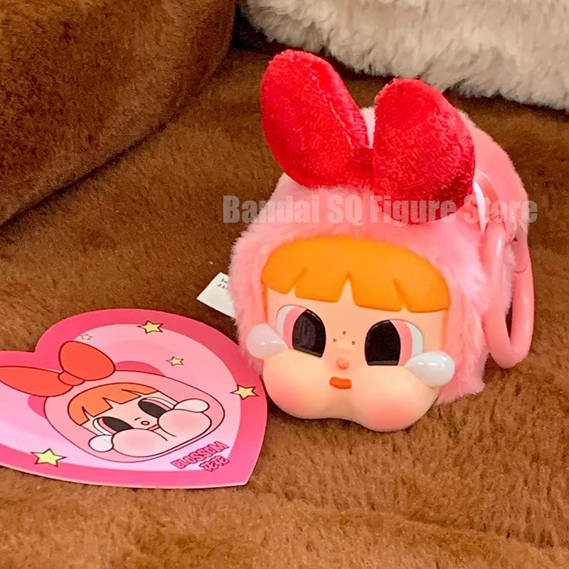 Original Crybaby X The Powerpuff Girls Figure Pendant Enamel Face Kawaii Plush Keychain Anime Model Cute Figurine Bag Ornament