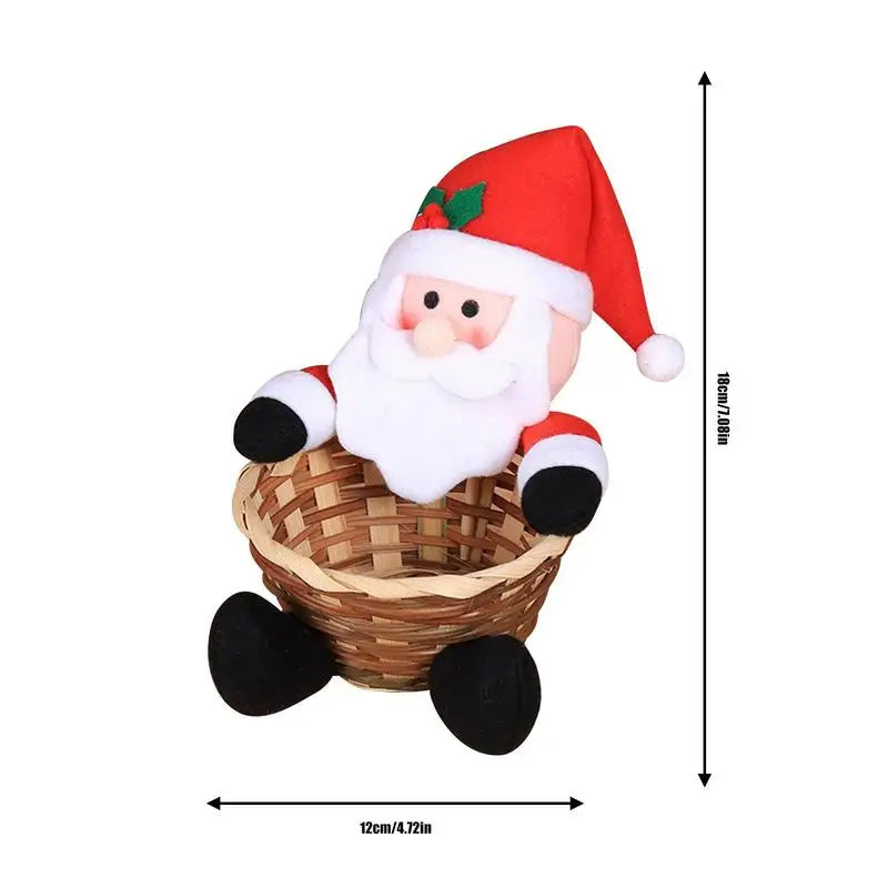 Christmas Candy Bowl Basket Christmas Table Decor Candy Holder Christmas Candy Storage Basket with Gingerbread Man Penguin Deer