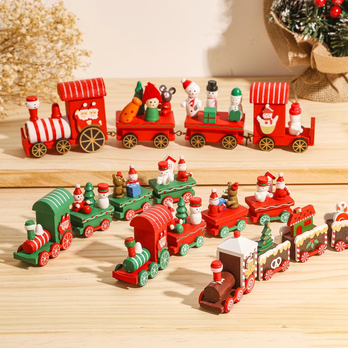 Wooden/Plastic Train Christmas Ornament Merry Christmas Decoration For Home 2024 Xmas Gifts Noel Natal Navidad New Year 2025