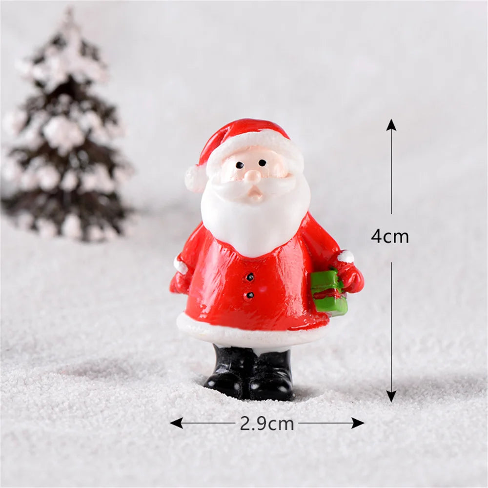 Christmas Mini Resin Figurines Miniatures Santa Claus Snowman Elk Ornament Micro Landscape Merry Xmas Ornament Decoration 2024