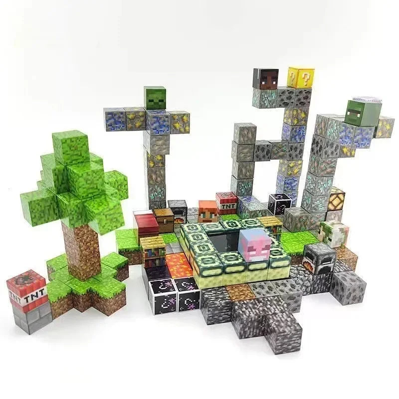 76 style my world Minecraftinglys mini-assembly diagram magnetic building blocks splicing mine magnet model building blocks toys