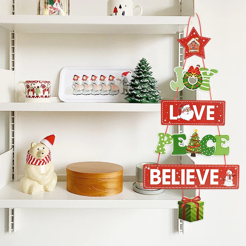 Christmas Door Hanging Paper Ornament Banner Xmas Tree Santa Claus Pendants Merry Christmas Decoration for Home New Year 2024