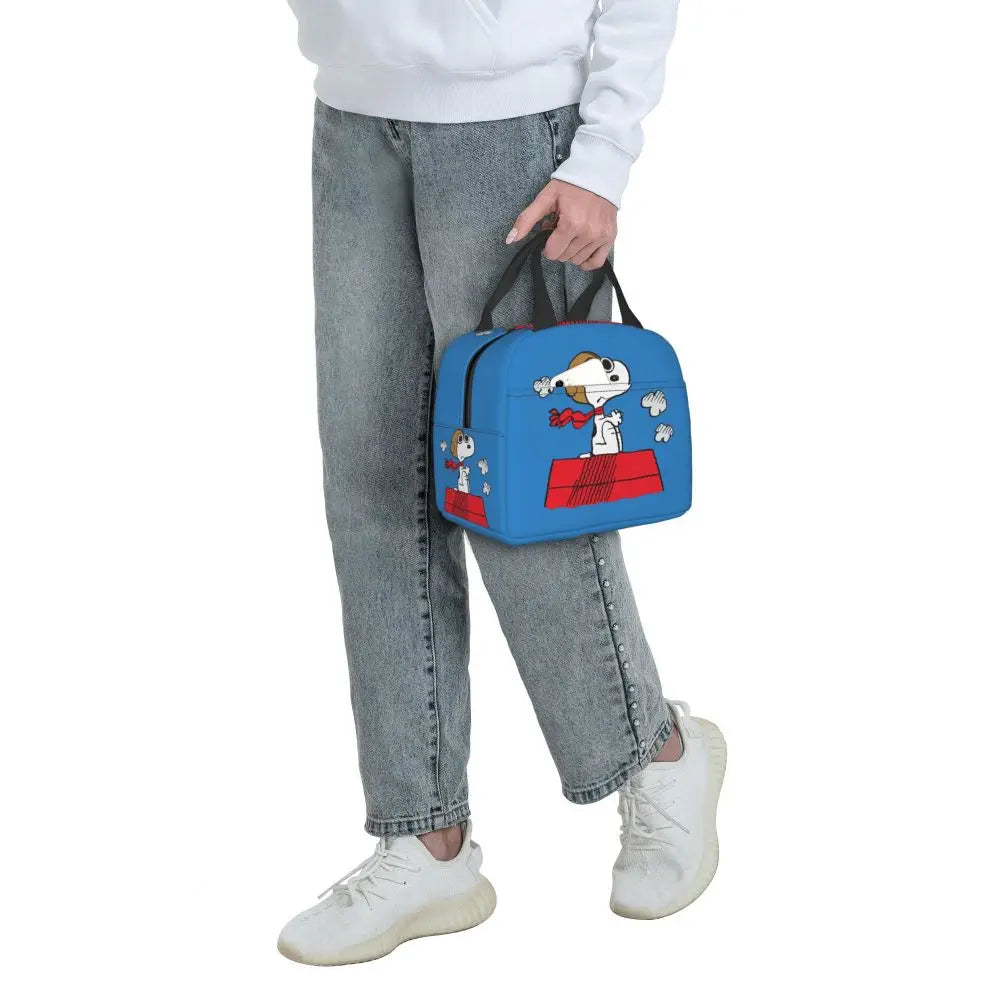 Custom Funny Cartoon Snoopy Lunch Box Waterproof Thermal Cooler Food Insulated Lunch Bag Kids For Kids Portable Picnic Tote Bags