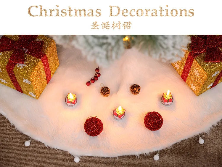 Christmas Christmas tree skirt base decoration pure white plush carpet sub-tree apron under tree decorative cushion