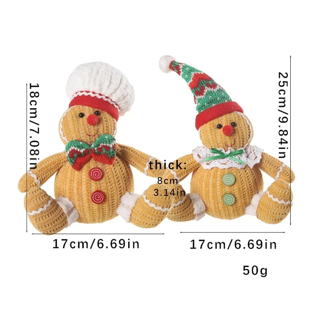 1PC Gingerbread Doll Plush Christmas Tree Pendant For Gingerbread Man Xmas Tree Hanging Ornament Indoor Pendant Decoration