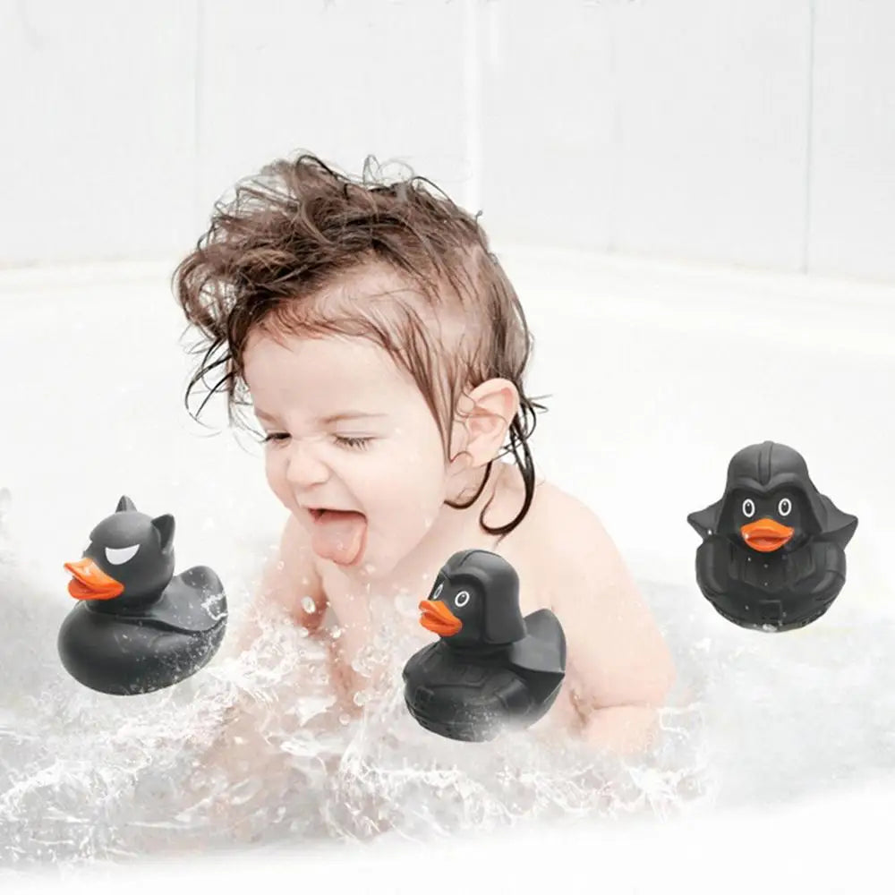 Black Rubber Duck Funny Mini Ducks Kids Bath Toys Halloween Ducks Bath Tub Pool Toys for Birthday Showers Supplies