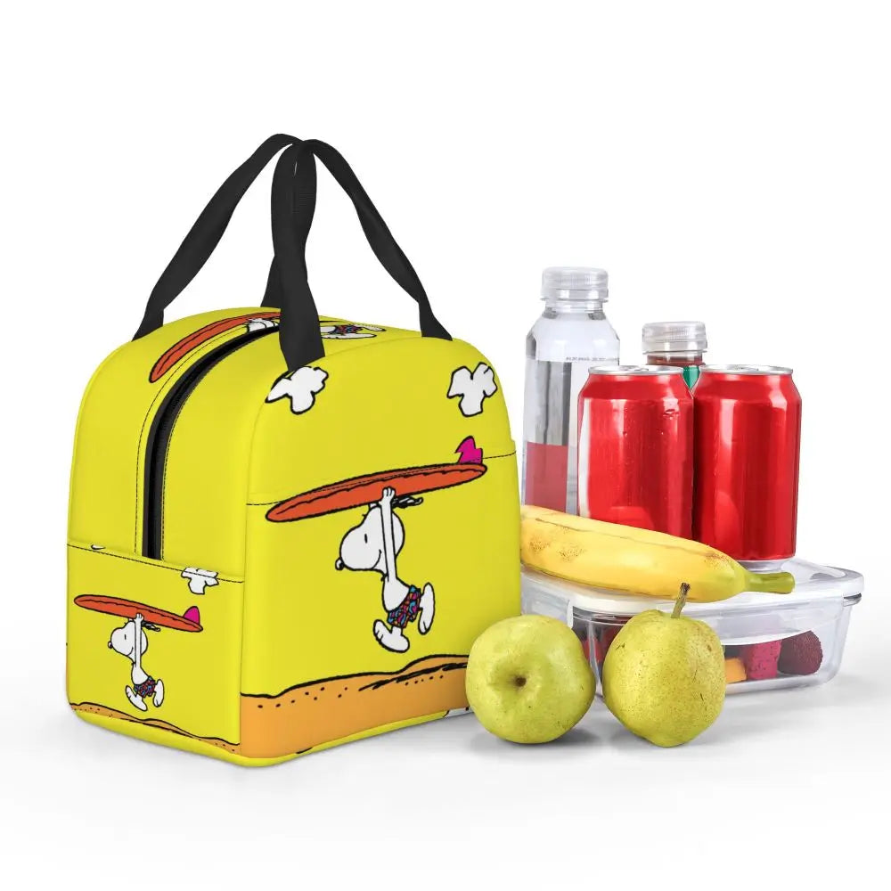 Custom Funny Cartoon Snoopy Lunch Box Waterproof Thermal Cooler Food Insulated Lunch Bag Kids For Kids Portable Picnic Tote Bags