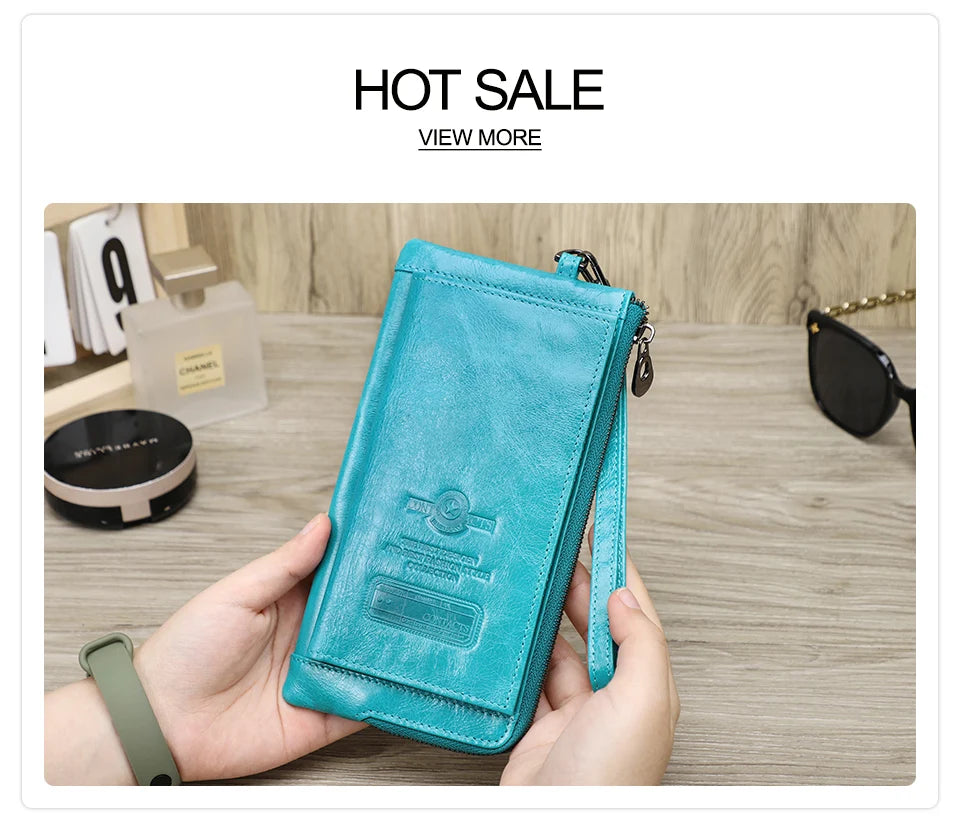 2022 Men Wallet Clutch Genuine Leather Brand Rfid  Wallet Male Organizer Cell Phone Clutch Bag Long Coin Purse Free Engrave