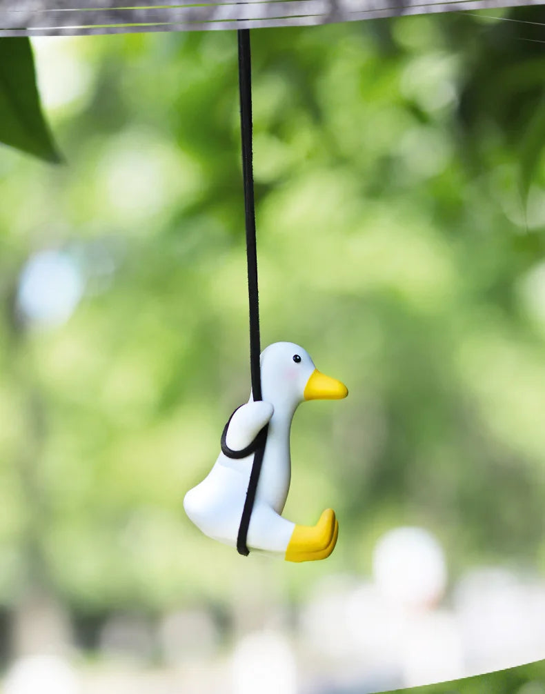 Car Pendant Cute Anime Little Duck Swing Auto Rearview Mirror Hanging Ornaments Interior Decoraction Accessories for Girls Gifts