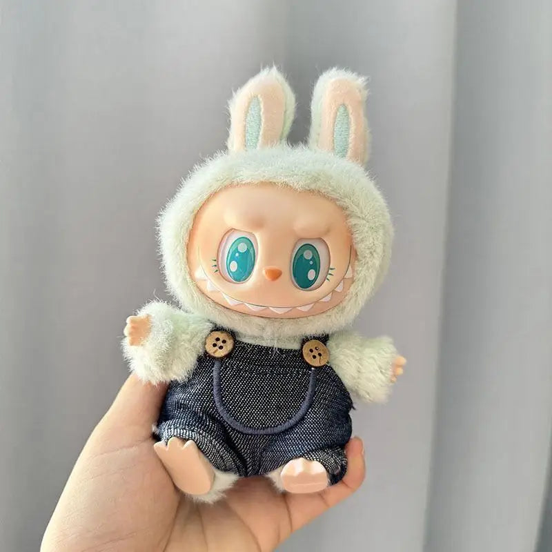 17cm Mini Plush Doll'S Clothes Outfit Accessories For Korea Kpop Exo Labubu I II Idol Dolls Sitting Party overalls Clothing Gift