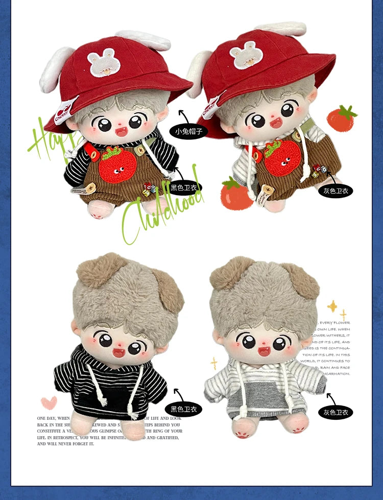 17cm Cute Mini Plush Doll'S Clothes Outfit Accessories For Korea Kpop Exo Labubu Idol Dolls Sweater Hoodie Clothing DIY Kid Gift