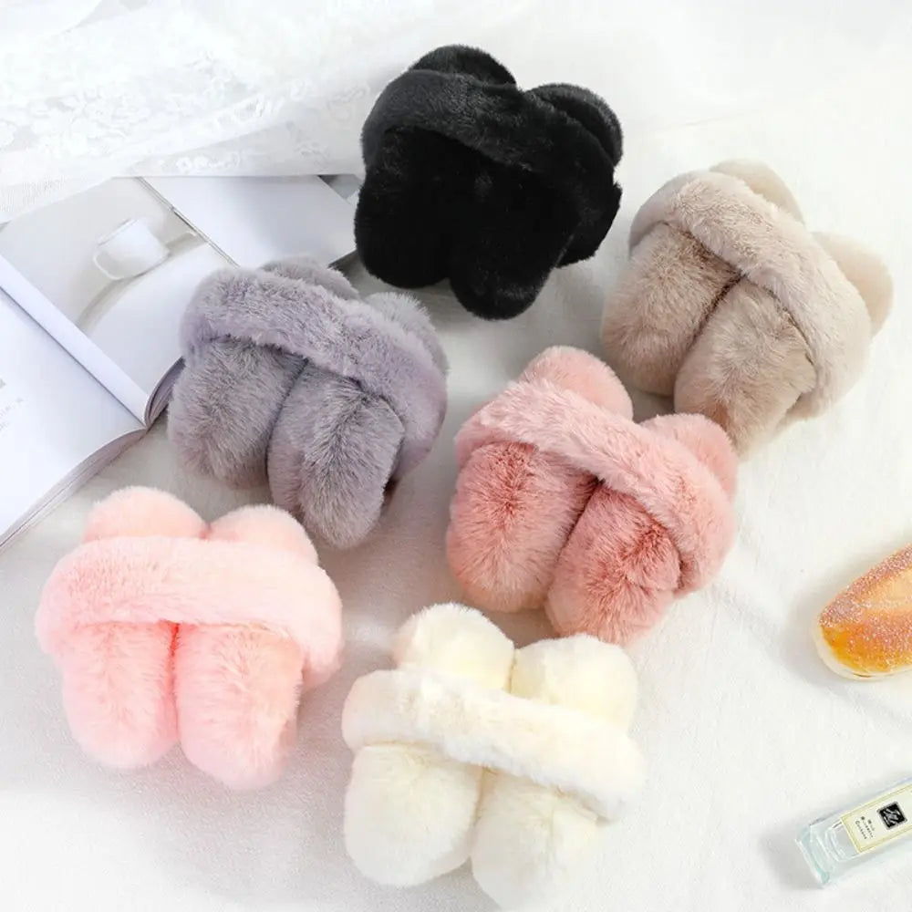 1PC Solid Color Soft Plush Ear Warmer Winter Warm Earmuffs Fashion  Ear Cover Outdoor Cold Protection Ear-Muffs Folding Earflap