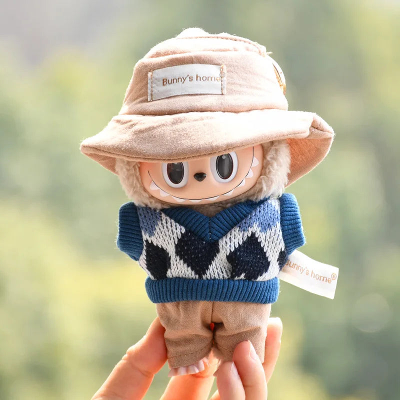 17cm Cute Mini Plush Doll'S Clothes Outfit Accessories For Korea Kpop Exo Labubu Idol Dolls Overalls Hat Clothing DIY Kids Gift