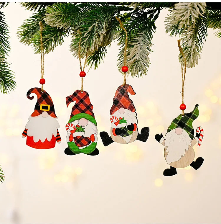 Merry Christmas Gnome Wooden Pendant Christmas Decorations For Home 2022 Cristmas Ornament Xmas Navidad Happy New Year 2023