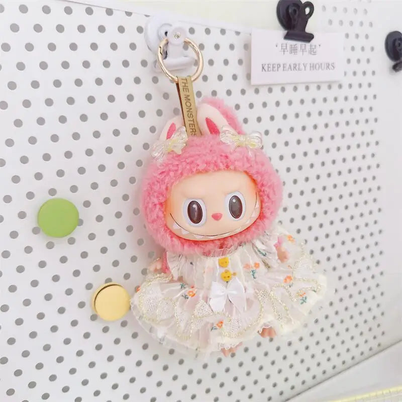 17cm Labubu Clothes Cute Mini Plush Doll's Outfit Accessories Suit Overalls Dress Hairpin for Labubu Dolls Fans Children Gift