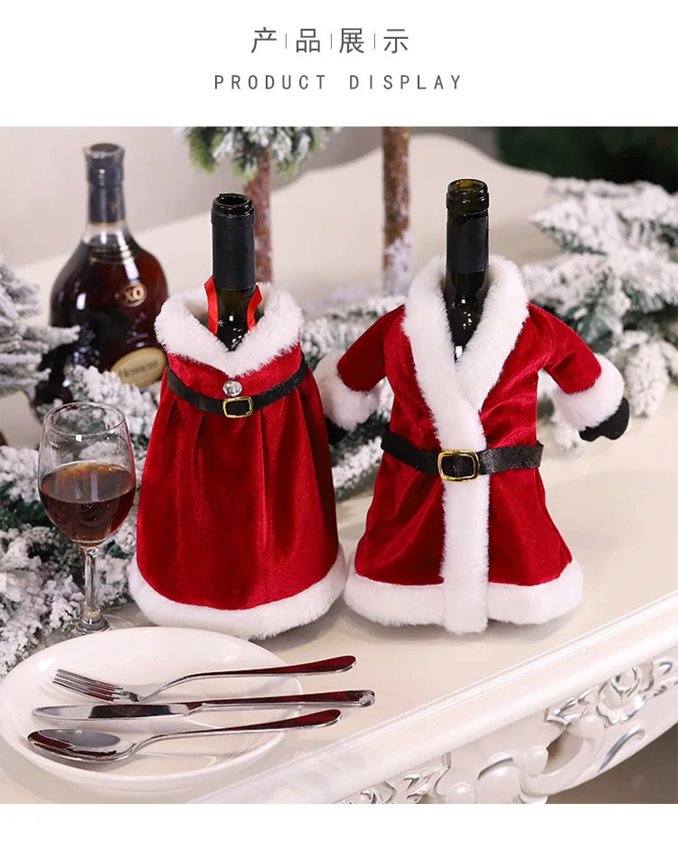 Christmas Wine Bottle Cover Merry Christmas Decorations For Home 2024 Christmas Ornament Xmas Navidad Natal Gifts New Year 2025