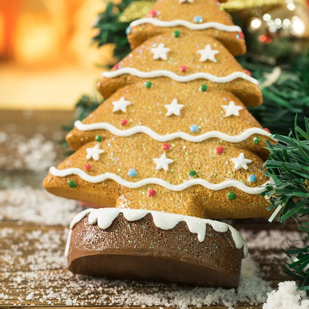 Vilead 15cm Resin Gingerbread Christmas Tree Figurines Holiday Decoration Accessories Xmas Gift Table Bookcase Room Decor Object