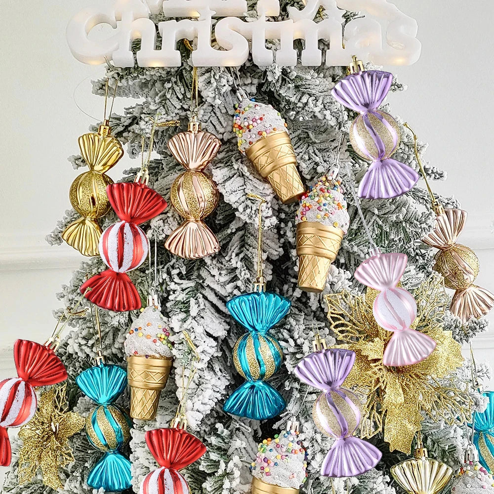 Christmas Hanging Candy Balls Ornament Donut Cupcake Ice Cream Cone Christmas Tree Pendant Home Navidad Christmas Decoratio 2024