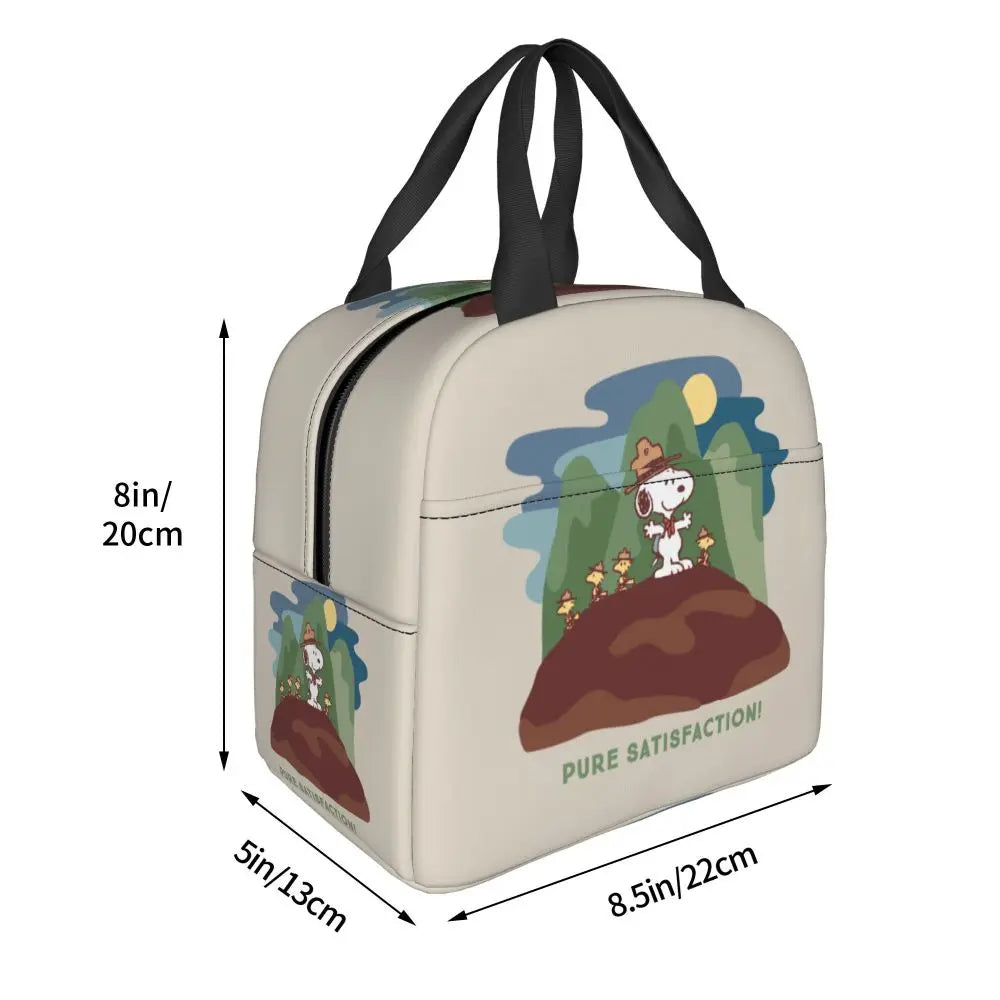 Custom Funny Cartoon Snoopy Lunch Box Waterproof Thermal Cooler Food Insulated Lunch Bag Kids For Kids Portable Picnic Tote Bags