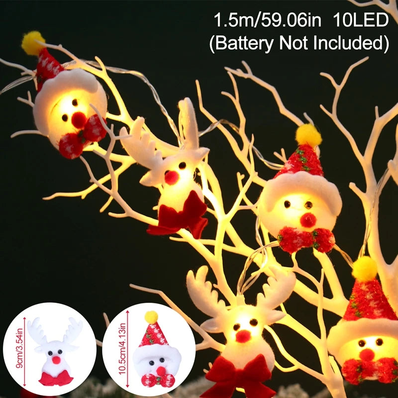 Christmas Santa Claus String Light Garland Xmas Tree Pendant Merry Christmas Decor for Home Noel Navidad Gift 2024 New Year 2025