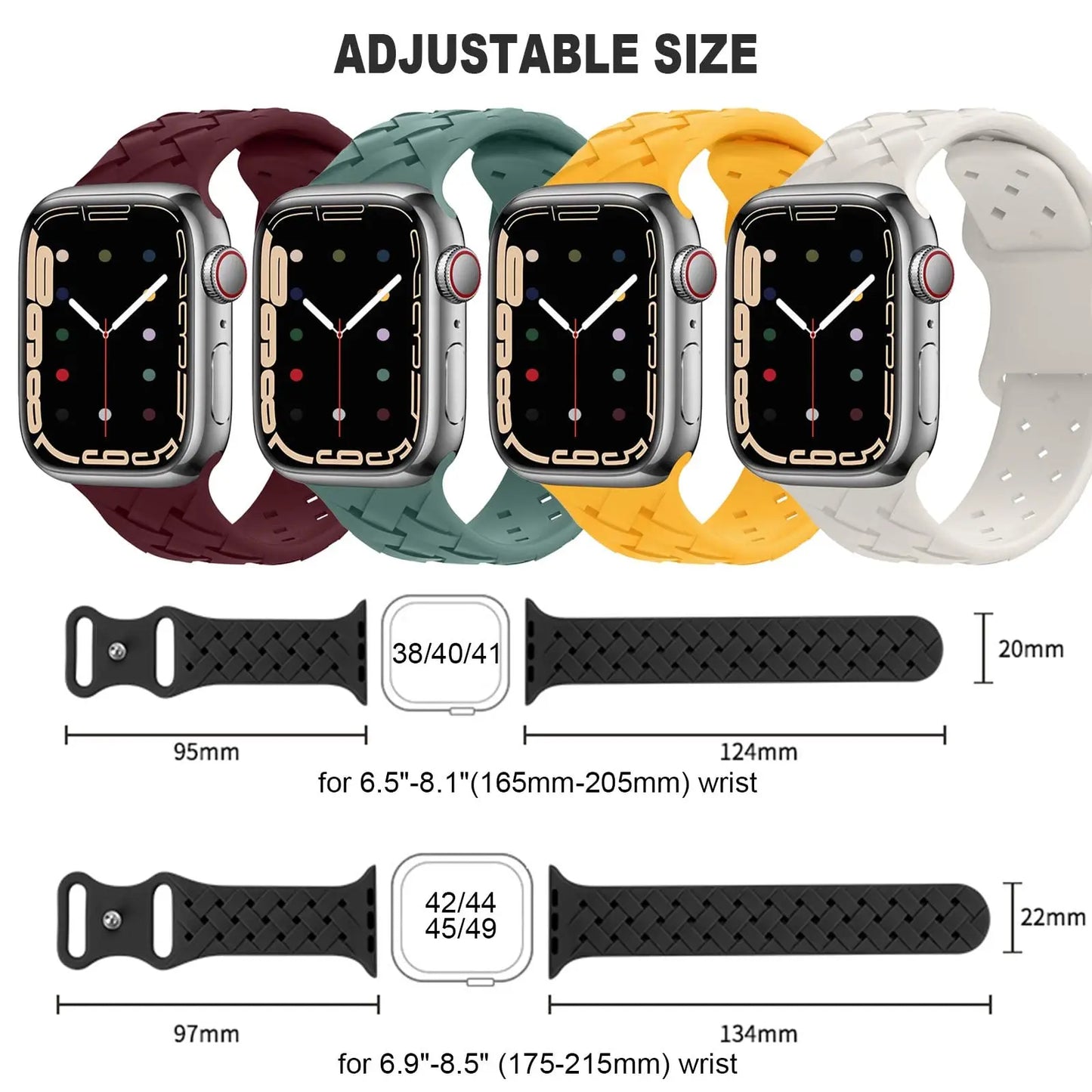 Sport Braided Silicone Strap For Apple Watch Band 44mm 40mm 45mm 49mm 41mm 38mm Breathable bracelet iwatch series 7 se 3 8 ultra