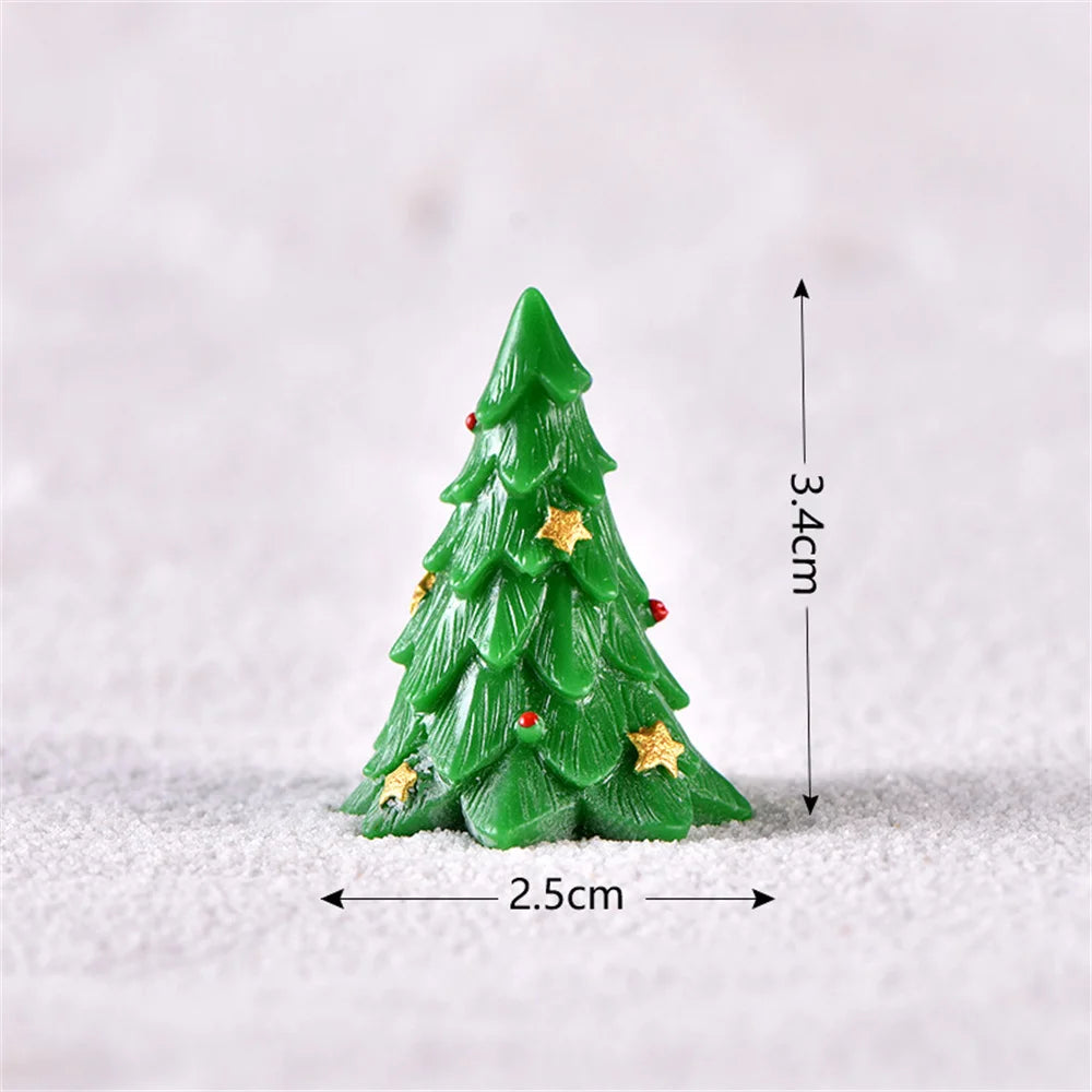 Christmas Mini Resin Figurines Miniatures Santa Claus Snowman Elk Ornament Micro Landscape Merry Xmas Ornament Decoration 2024