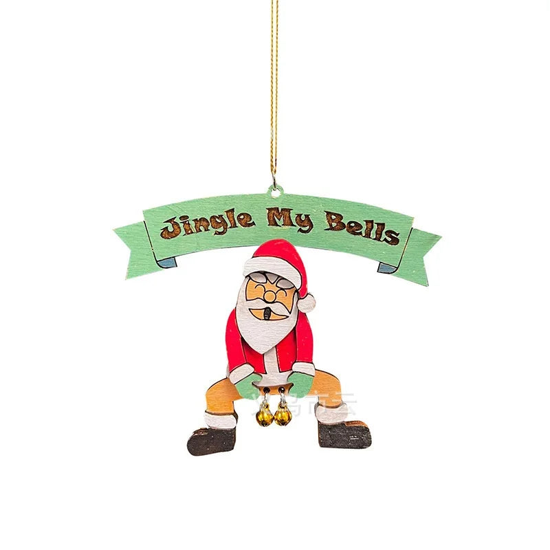 Jingle My Bells Funny Christmas Tree Hanging Ornament Santa Butt Bell Ornament Creative Christmas Crafts Hanging Pendant Decor