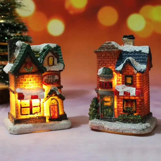 House Figurine Christmas Resin Wear Resistant Tiny Resin House Village Miniature Model   Xmas Decoration  for Wedding