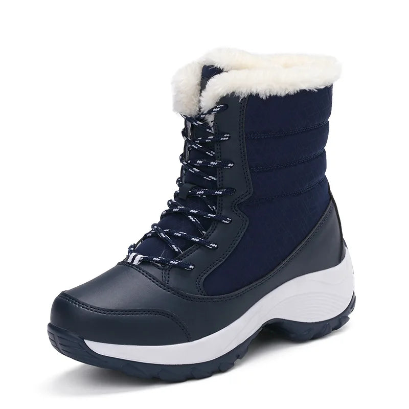 Snow Boots Women Platform Boots Non-slip Women Winter Shoes Fur Warm Ankle Boots for Women Wedges Waterproof Thigh High Boots