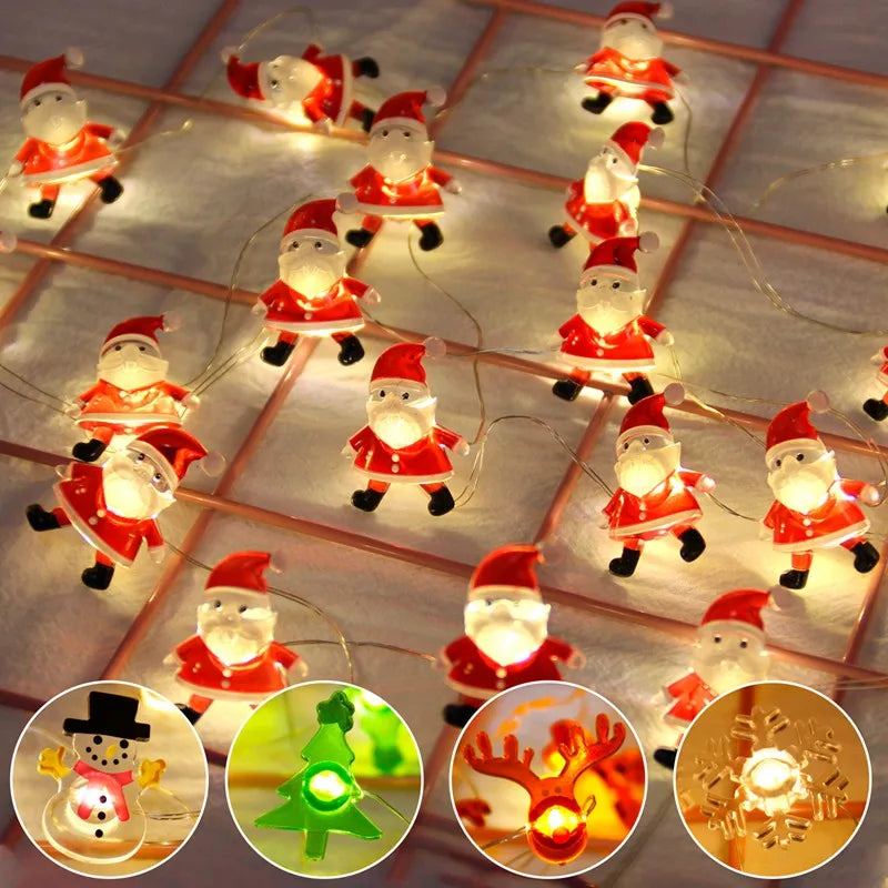 Christmas Santa Claus String Light Garland Xmas Tree Pendant Merry Christmas Decor for Home Noel Navidad Gift 2024 New Year 2025