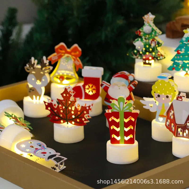 Christmas LED Light Snowman Santa House Luminous Cabin Merry Christmas Decor for Home Xmas Tree Ornaments Kids Gifts New Year